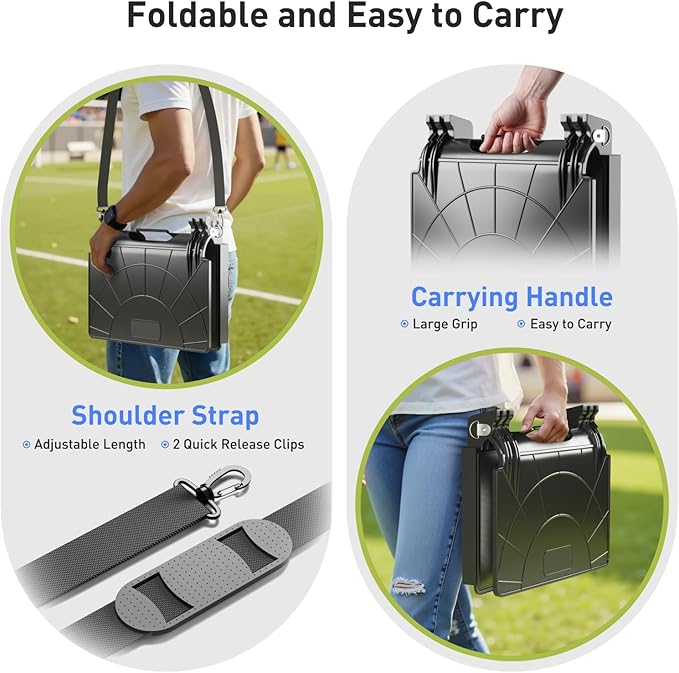 Jocoevol Stadium Seats with Back Support and Cushion, Portable Folding Comfort Bleacher Seats w/Shoulder Strap & Carry Handle for Sports Events Concerts Outdoor