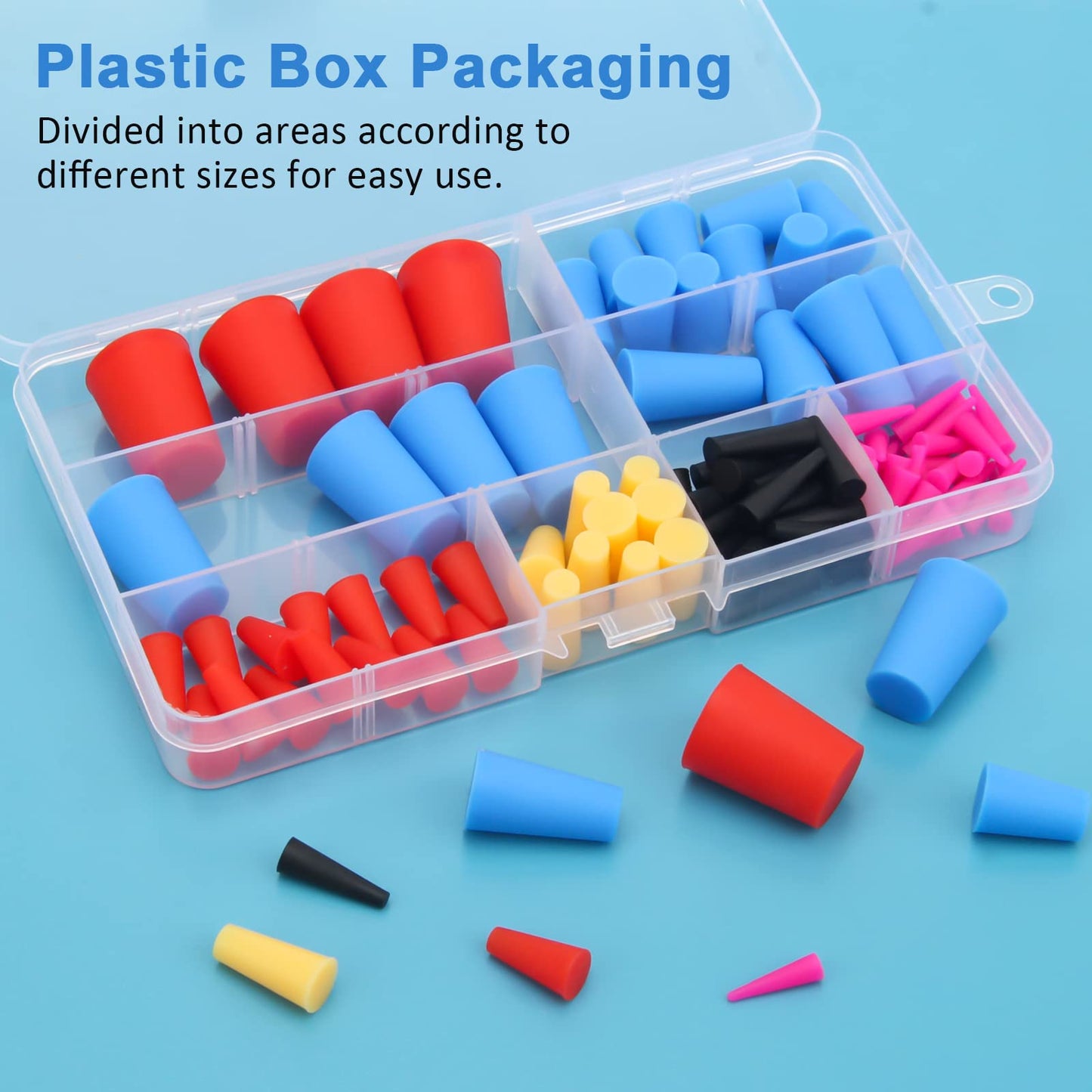 110PCS Silicone Rubber Tapered Plug, Coldairsoap High-Temperature Resistant Rubber Stoppers 8 Size 1/16" to 5/8" for Hole Plugs, Spraying, Coating, Painting Protection