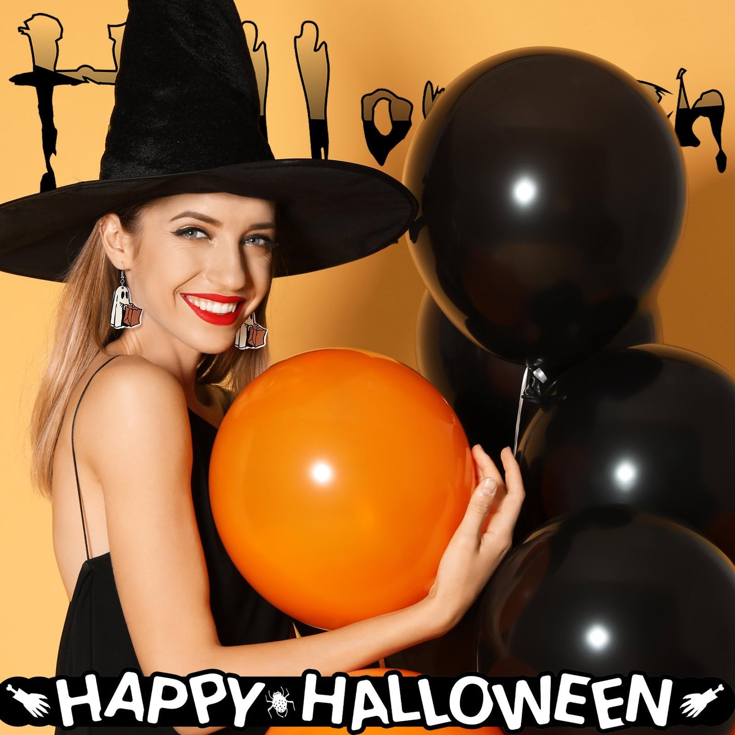 Kigeli 16 Pairs Halloween Earrings Ghost Pumpkin Bat Cat Earrings Gothic Cute for Women(Classic Style)