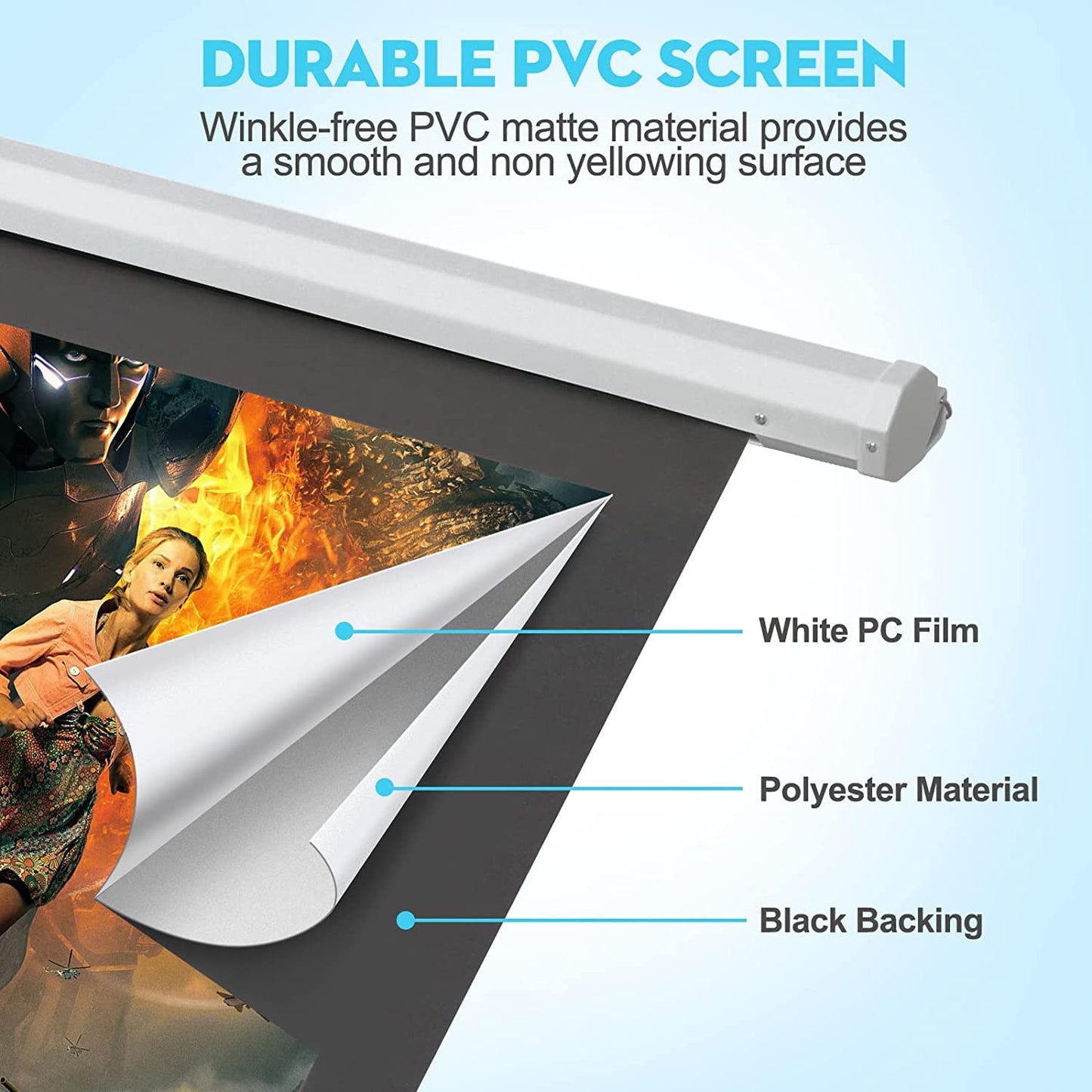 DINAH 120 Inch Electric Projector Screen with Remote, Automatic Air Indoor Drop Down, Motorized 4K 3D HD Projection for Movies