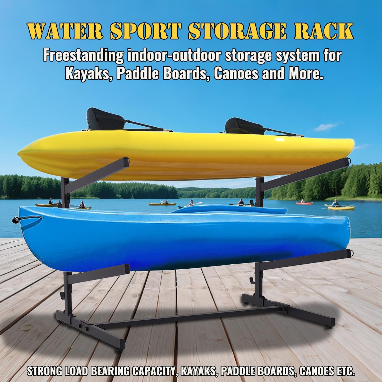 Asunrise Kayak Storage Rack, Heavy Duty Kayak Racks for Garage and Outdoor Storage, Storage Rack for Kayak, Canoe, Surfboard & Paddleboard-2 Levels
