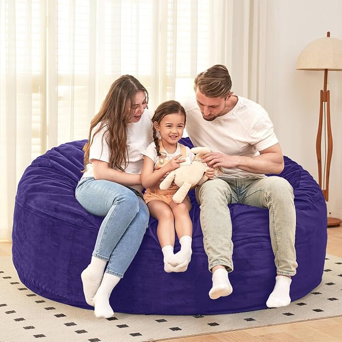 HABUTWAY Bean Bag Chair: Giant 6' Memory Foam Furniture Bean Bag Chair with Microfiber Cover - 6Ft,Purple