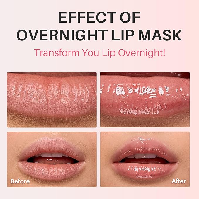 Lip Mask, Hydrating Overnight Lip Sleeping Mask, Lip Moisturizer for Dry Cracked Lips Care, Dual-Color Korean Lips Balm with Vitamin C and Shea Butter for Nourishing and Softening Lips - Grape