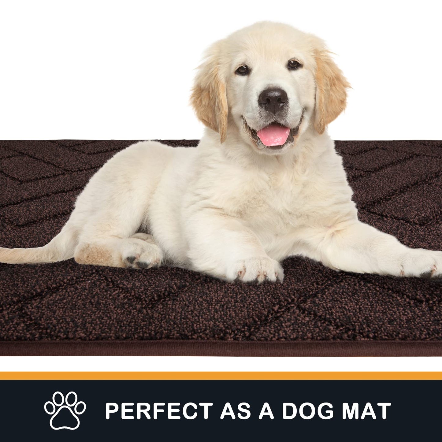PURRUGS Dirt Trapper Door Mat 32" x 47", Non-Slip Machine Washable Entry Rug, Shoe Scraper, Dog Doormat, Super Absorbent Welcome Mat for Front & Back Door, Muddy Wet Shoes & Paws, Brown