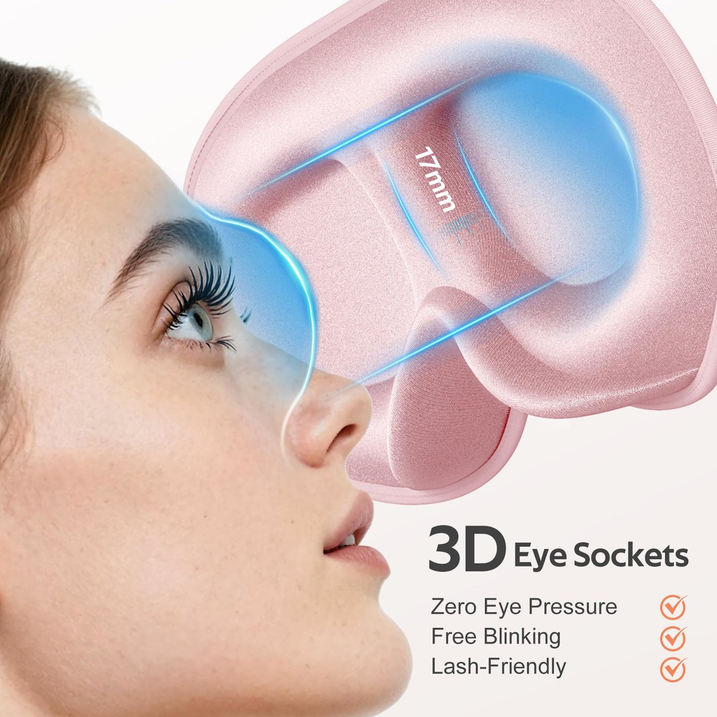 Vynix Sleep Mask for Women Men - 100% Blackout Eye Masks for Sleep - 3D Soft Sleeping Mask for Side Sleepers - Zero Pressure Lash Extensions Eye Cover Shade for Airplane Travel Essentials, Pink