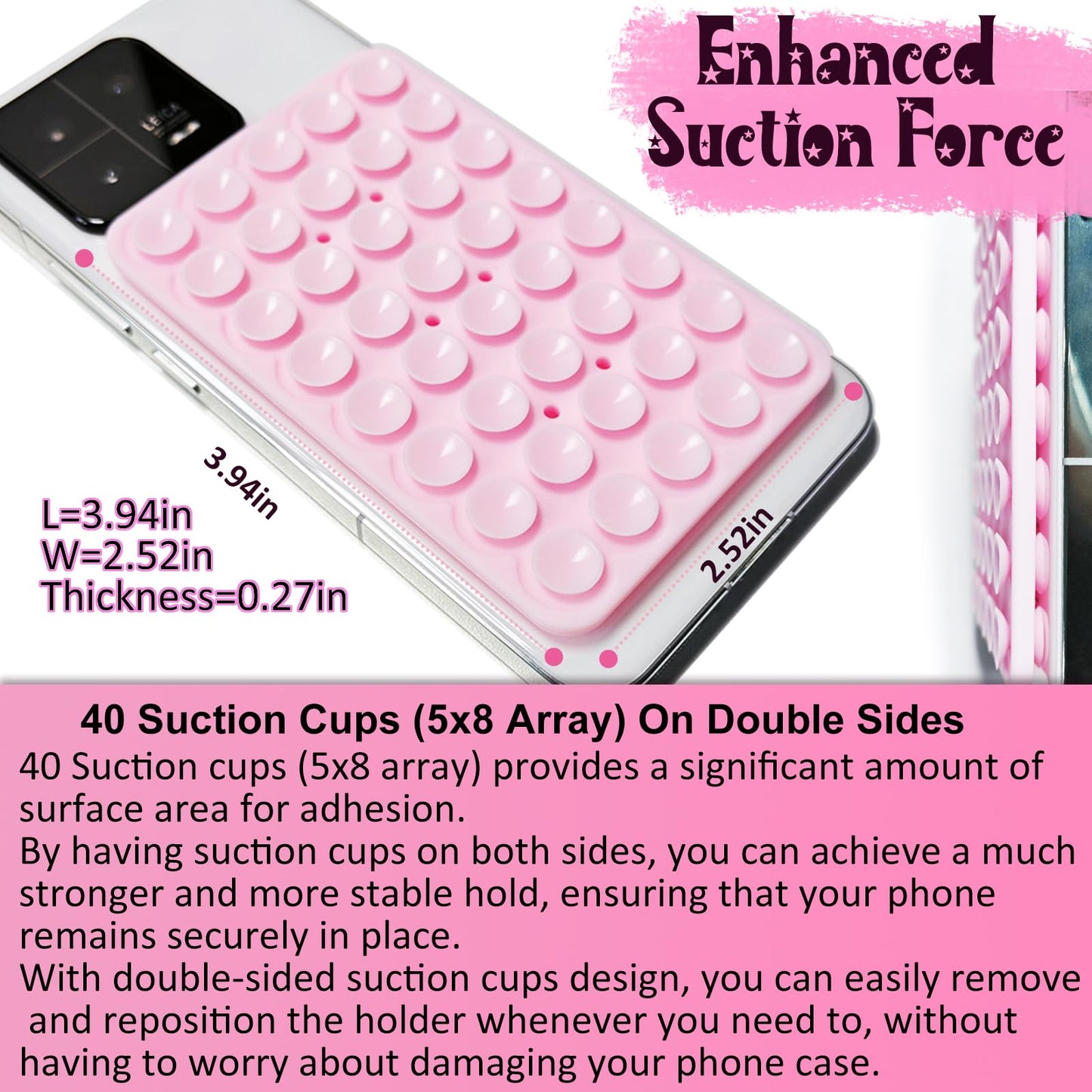 Azxyi 2 Pack Silicone Suction Cup Phone Case Mount Double Sided, Non Slip Phone Accessories For Cellphone, Hands-Free Strong Gri