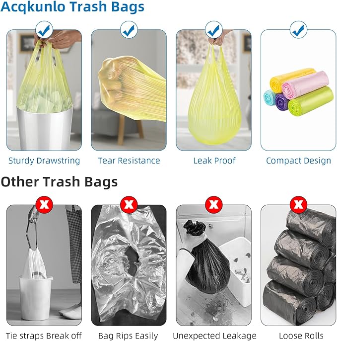 4 Gallon-Trash-Bag Small-Bathroom Kitchen Garbage Bags - Gal With Handle Recycling Colorful 100 Count For Can Recycle Car Unscented Waste Basket Little Disposable Plastic Outdoor Office Acqkunlo