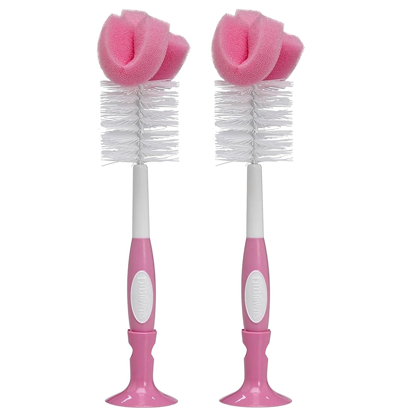 Dr. Brown's Reusable Sponge Baby Bottle Cleaning Brush with Suction Cup Stand, Scrubber and Nipple Cleaner, Blue 1-Pack