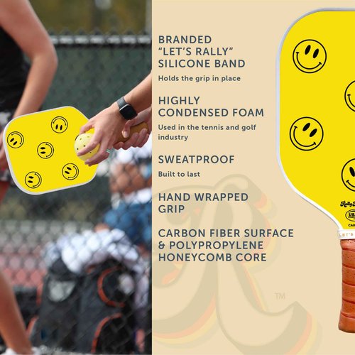 Rally Republic Officially Licensed Pickleball Paddle - USA Pickleball Association Approved Racket - Lightweight Honeycomb Core, Carbon Fiber Exterior, Premium Leather Grip for Comfort