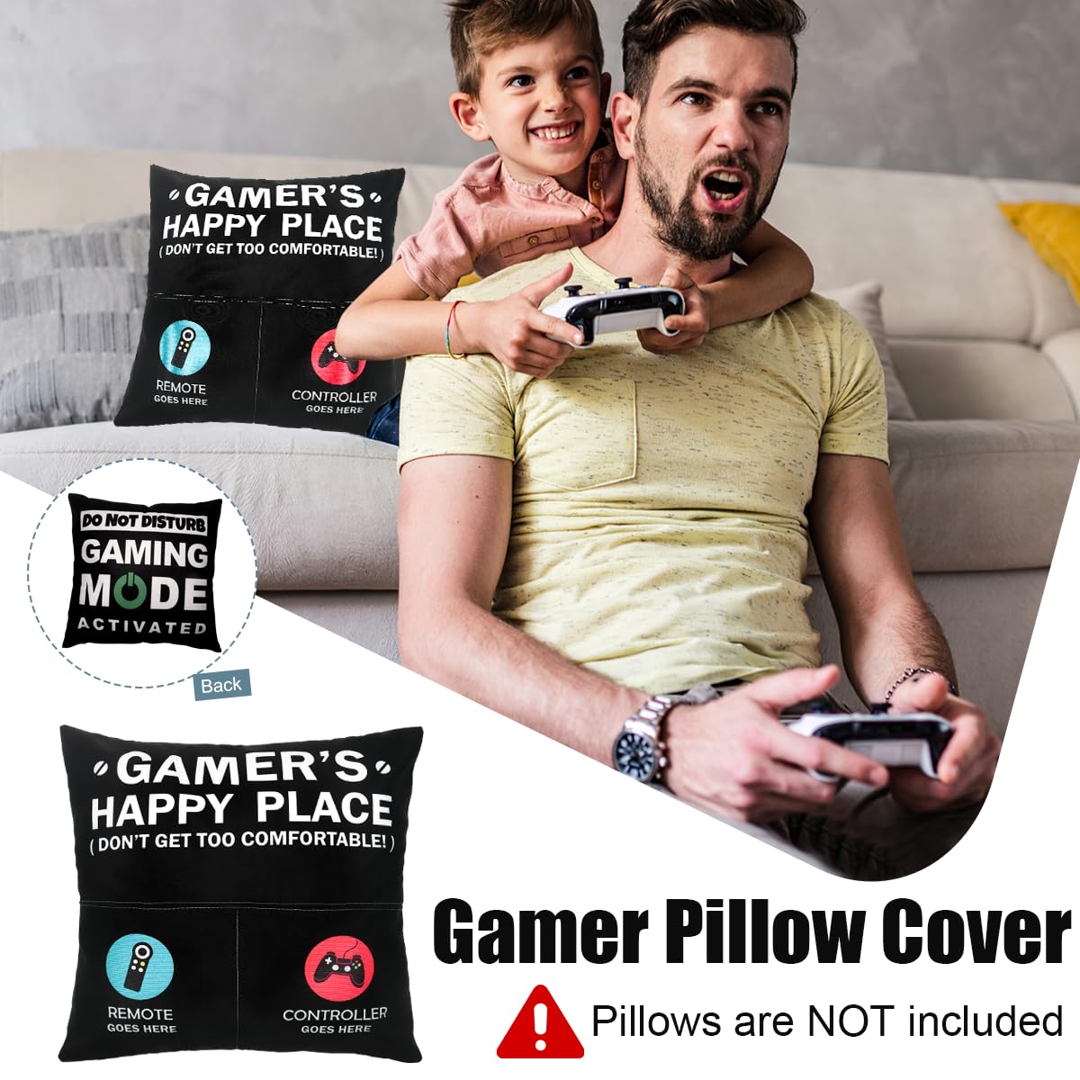 Gamer Gifts for Men Boyfriend Teenage Boy Birthday Christmas Gifts Box Year Old Kids Son Easter Basket Stuff Game Room Decor Valentines Gaming Gift for Him Man Video Game Lover Gamer Tumbler+Pillow