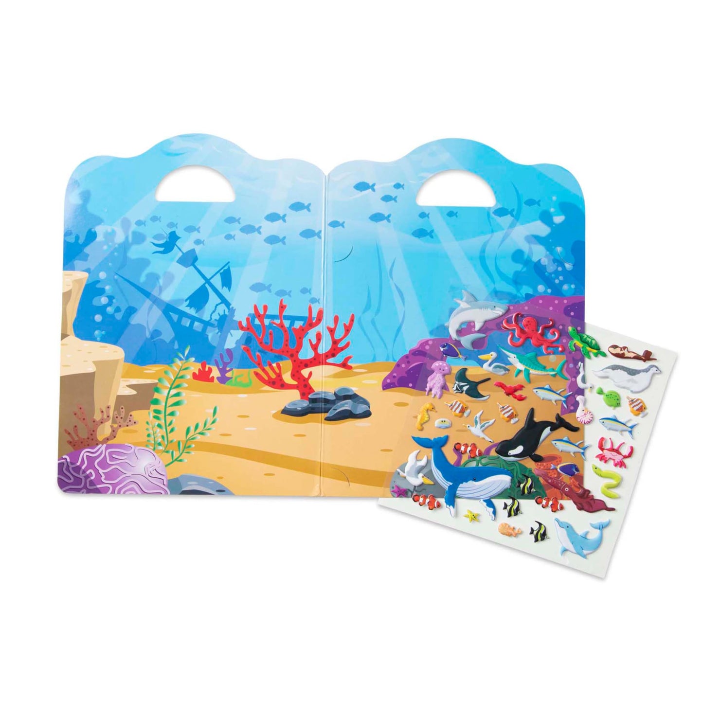 Melissa & Doug Ocean Puffy Sticker Play Set Travel Toy with Double-Sided Background, 40 Reusable Puffy Stickers