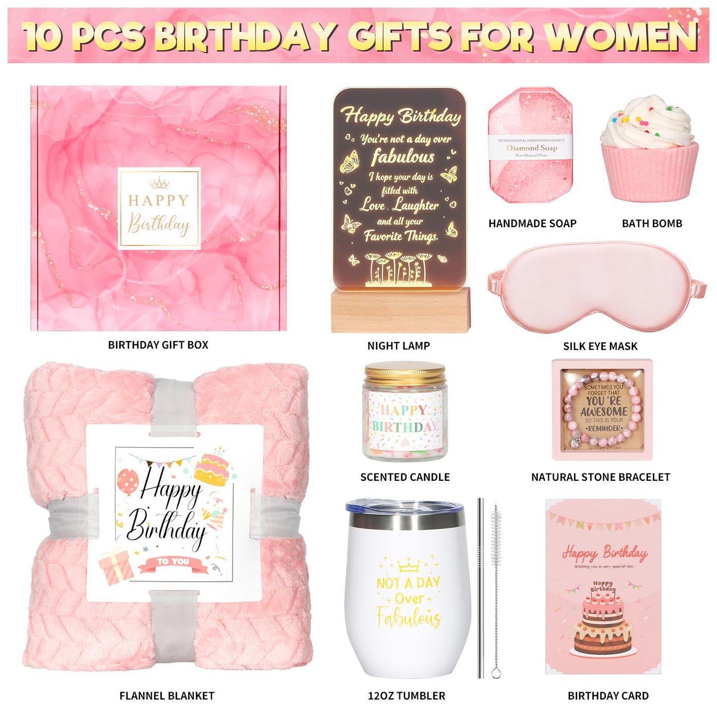 Birthday Gifts for Women, Gift Baskets for Women, Relaxing Spa Gift Baskets Self Care Birthday Box, Unique Birthday Gift Set for Her, Best Friend, Sister, Mom, Wife, Daughter, Girlfriend