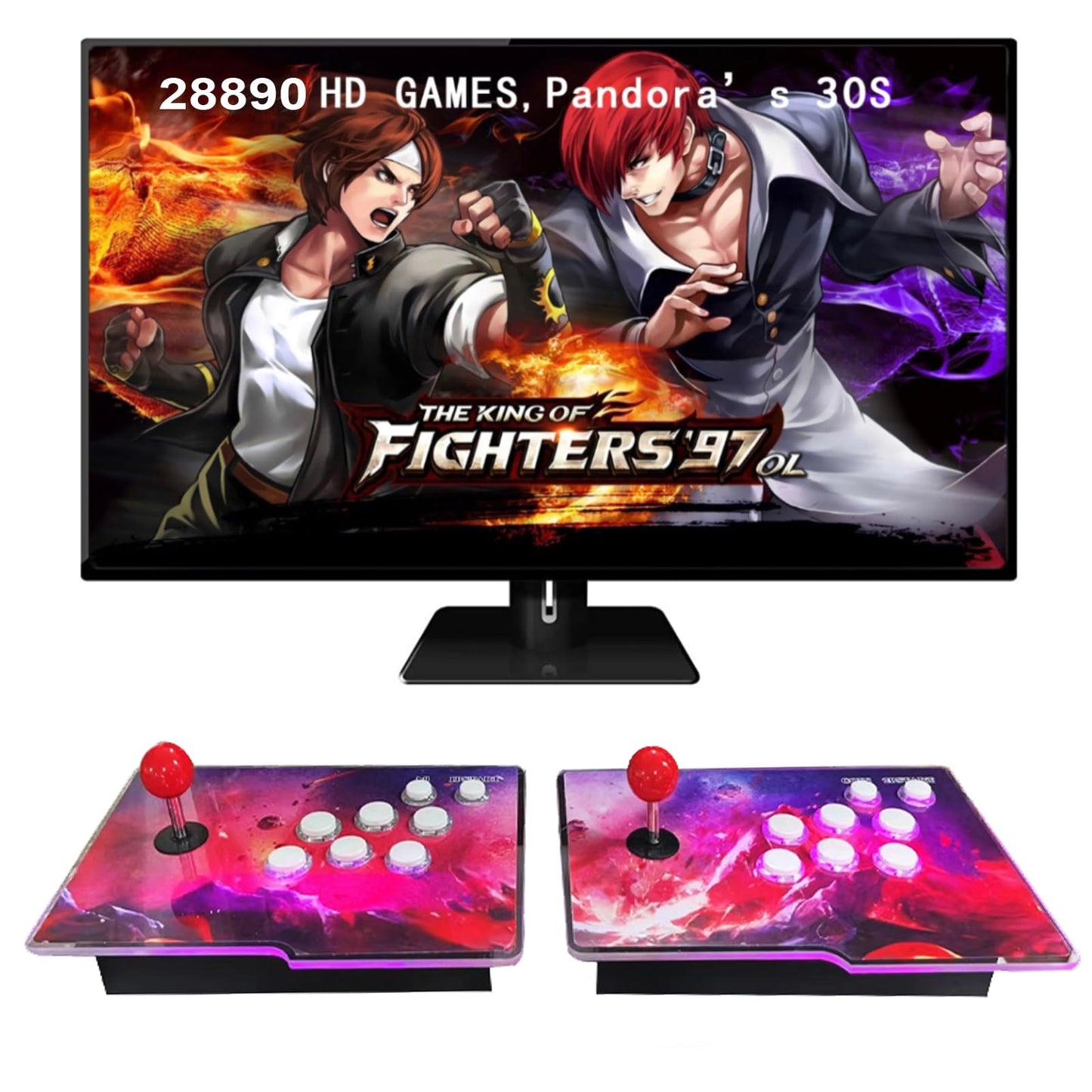 VEGAMED 3D Pandoras Box with 31800 Classic Games Installed, Separate 2 in 1 Arcade Game Console, Support 3D, 1280x720 Full HD, Search/Save/Hide/Pause Game up to 4 Players