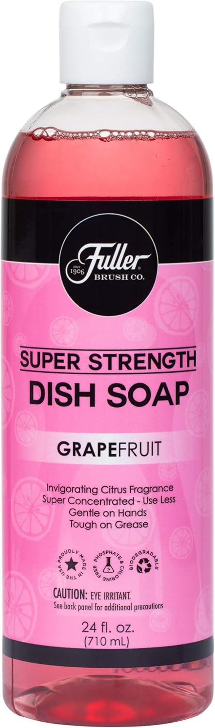 Fuller Brush Super Strength Dish Soap ? Economical ? Use Much Less ? For Dishes, Glasses, Silverware, Utensils, Pots, Pans, Countertops, Tables ? Invigorating Fragrance (Grapefruit) 2 Pack