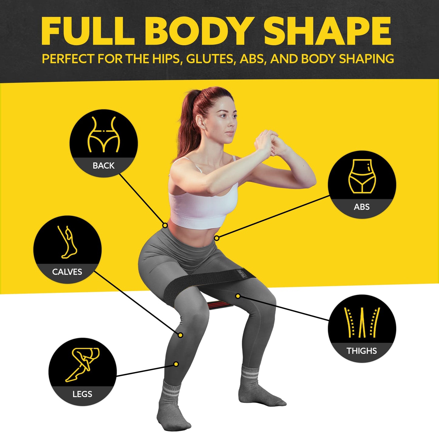 Tribe Lifting Fabric Resistance Bands for Exercise - Hip Bands for Working Out Legs, Glutes, Knees and Thighs for Men and Women - Cloth Circle Booty Bands for Physical Therapy (Black)