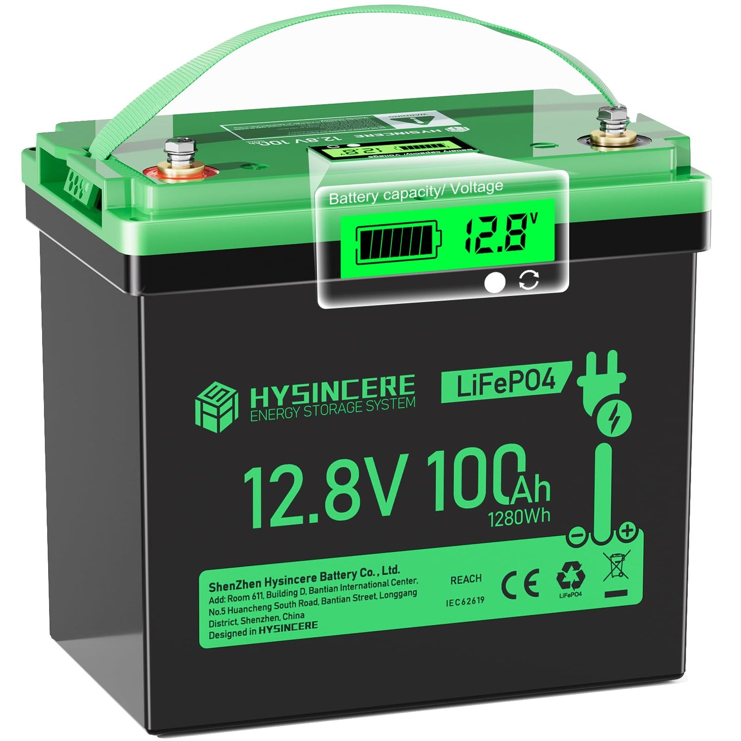 12V 100Ah Lifepo4 Lithium Battery, Mini Deep Cycle Rechargeable Lifepo4 Battery, Max.15000 Cycles Built In 100A Bms For Rv, Trol