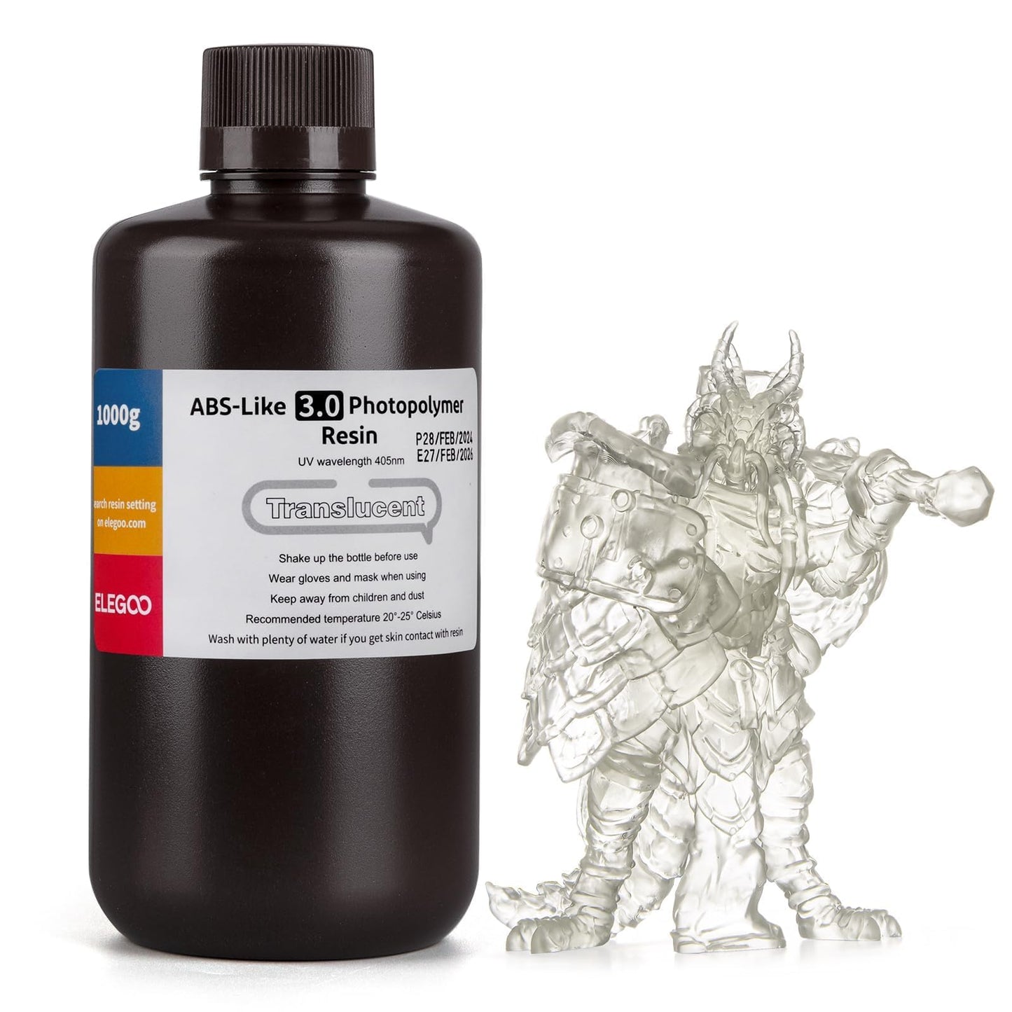 ELEGOO ABS-Like 3D Printer Resin 3.0, 405nm UV Curing Photopolymer Resina for Mars Saturn Jupiter MSLA DLP LCD Impresora with Hi
