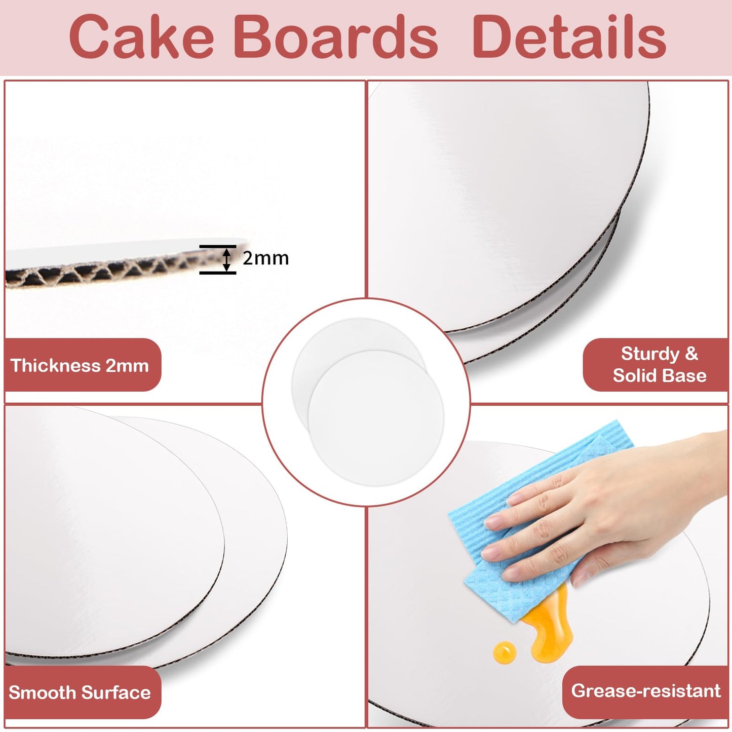 2 Pack Cake Boxes with Cake Boards, 12 Inch Tall Cake Box, Disposable Cake Transport Container, White Cake Carrier Holder for Baked Goods Cookies Dessert Pastry Cupcakes Bakery (12×12×8 Inches)