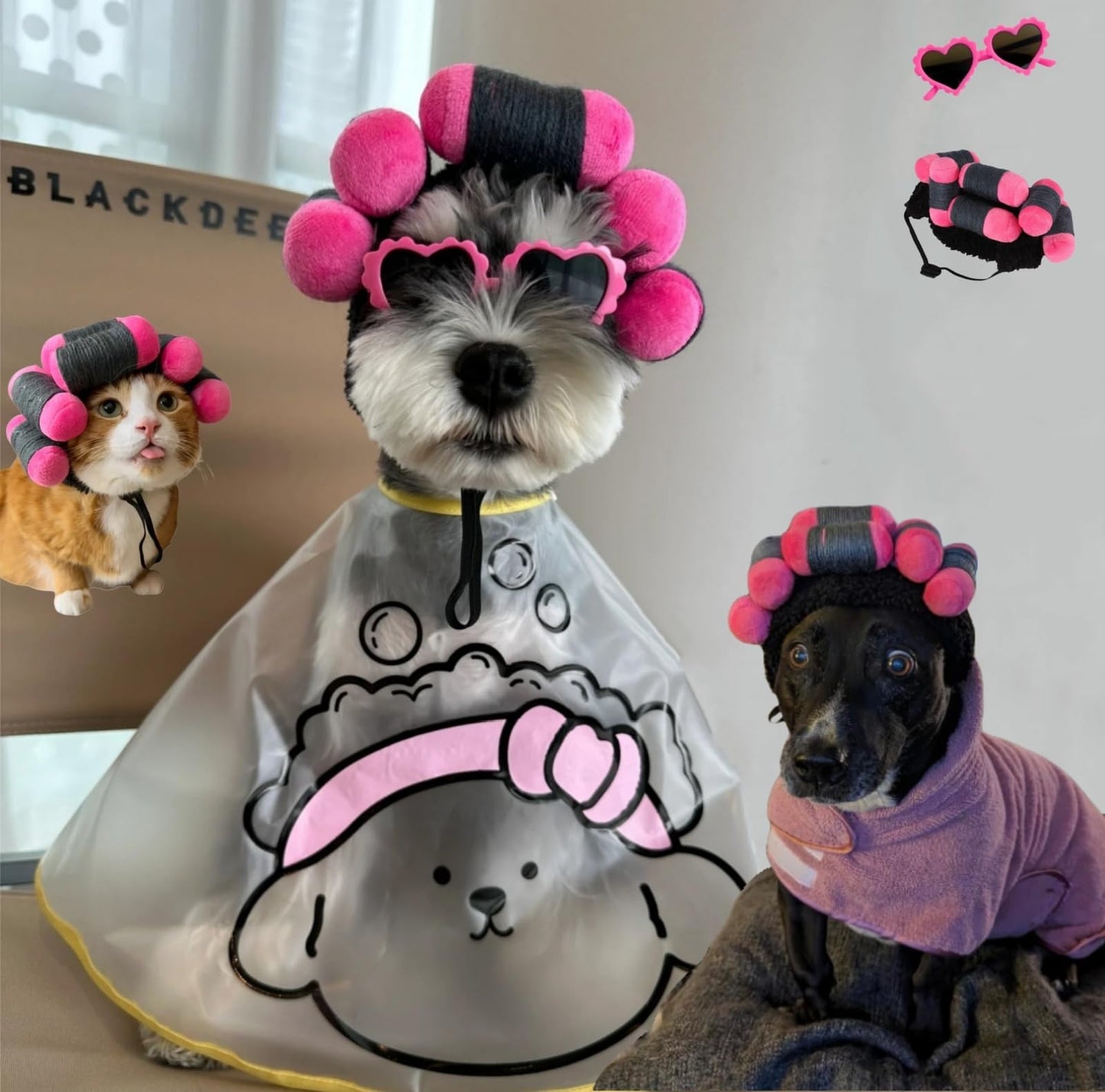 Funny Dog Curler Wig Costume & Glasses - Adjustable, Soft & Warm Pet Wig for Small, Medium & Large Dogs & Cats - Perfect for Halloween, Christmas & Parties (Fits Pet Head Circumference 6-27 Inch)