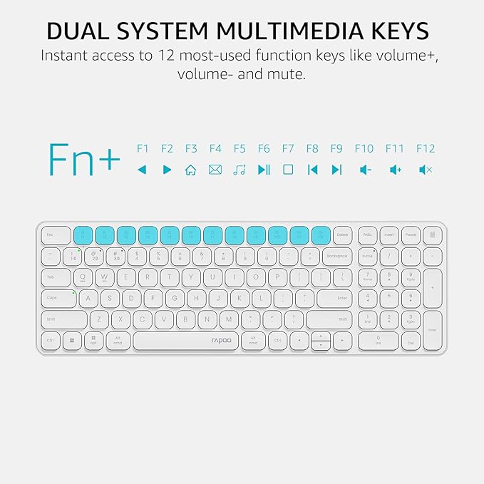 Rapoo Wireless Keyboard and Mouse Combo, Blade-Series E9310M 99-Key Ultra-Thin Keyboard and M300G Silent Mouse, Support 4 Devices, Quiet, Compact, Battery Powered, for Windows/Mac/Linux/Chrome