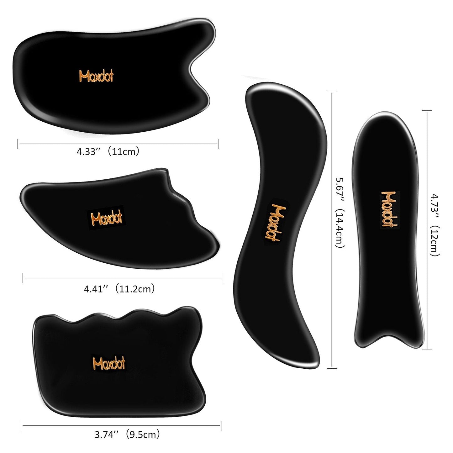 Maxdot 5 Pieces Gua Sha Massage Tools Set, Scraping Massage Tools Guasha Stone for Face Back Neck Physical Therapy