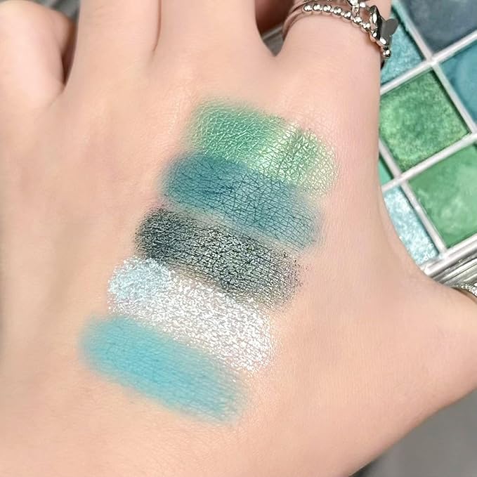 9 Colors Eyeshadow Palette - Avocado Green Eyeshadow Theme, High Pigmented Blendable Matte & Glitter Shimmer Finishes, 24-Hour Long Lasting Eye Makeup for Christmas & Music Festivals(Avocado Green)