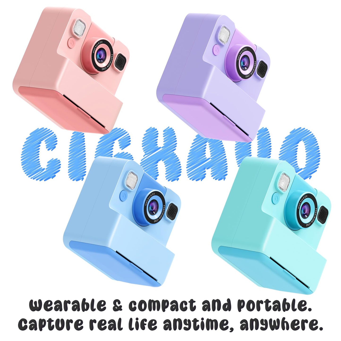 Kids Camera Instant Print Toys for Teenage Girls:2.4-Inch Children's Instant Cameras,Gift for Girls Ages 3-16 (for Christmas Or Birthday),1080P Hd Digital Video Cameras with 3 Rolls Paper & 32G-Blue