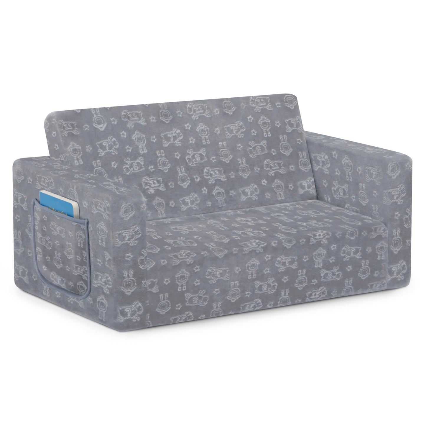 Serta Perfect Sleeper Extra Wide Convertible Sofa to Lounger - Comfy 2-in-1 Flip Open Couch/Sleeper for Kids, Grey