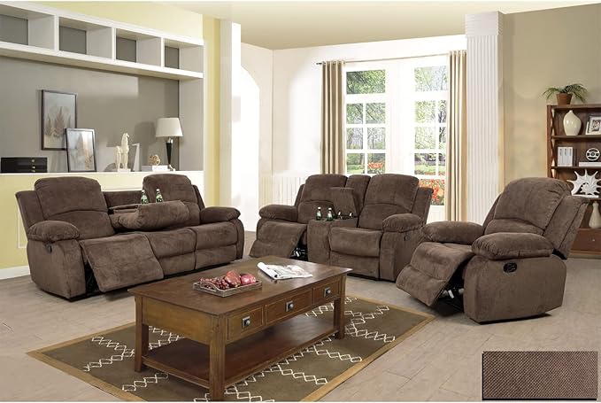 A Ainehome 3 Piece Set Corduroy Recliner Sofa Set with Storage, Modern, Taupe Brown, for Living Room/Office