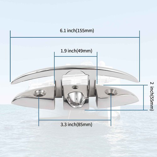MEMUME Folding Boat Cleats 5" 6" 316 Stainless Steel Flip up Dock Cleats Marine Grade Rope Cleat for Deck, Yacht with Fasteners (6" 4 Pack)