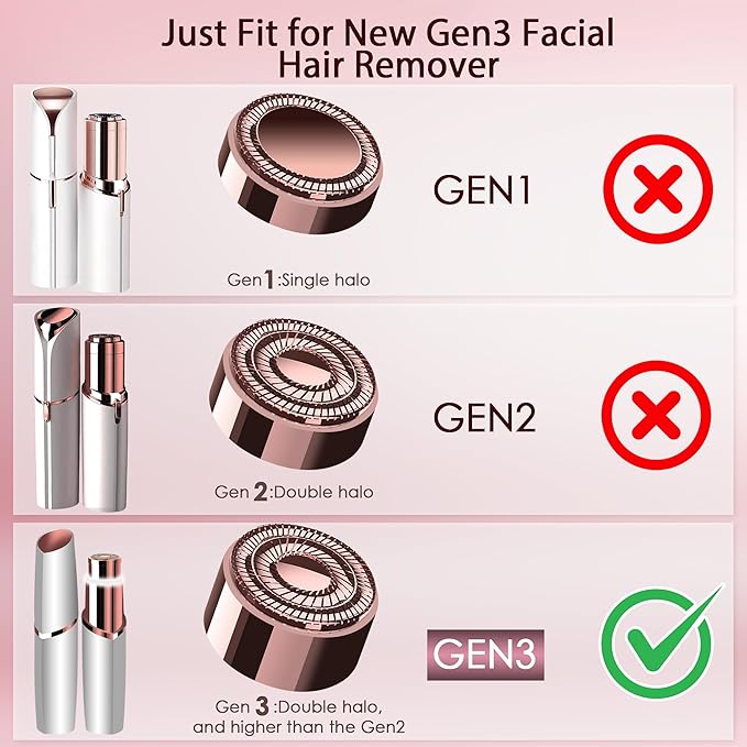 Gurelax Replacement Heads for Flawless Finishing Touch Facial Hair Remover, Gen 3 Replacement Blades for Women,18K Gold Replacement Blades Refill (Just fit for Gen3 Device)