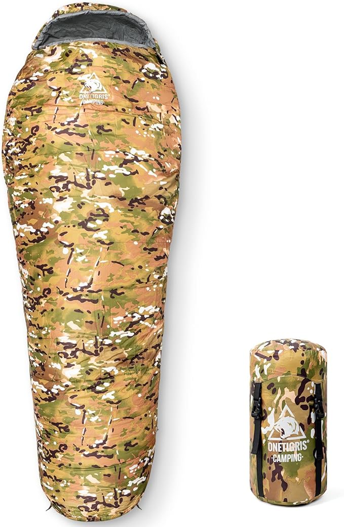 OneTigris Light Patrol 4 Season Mummy Sleeping Bag, 32°F Cold Weather Camping Bags for Camping Hiking Backpacking, Surviva...