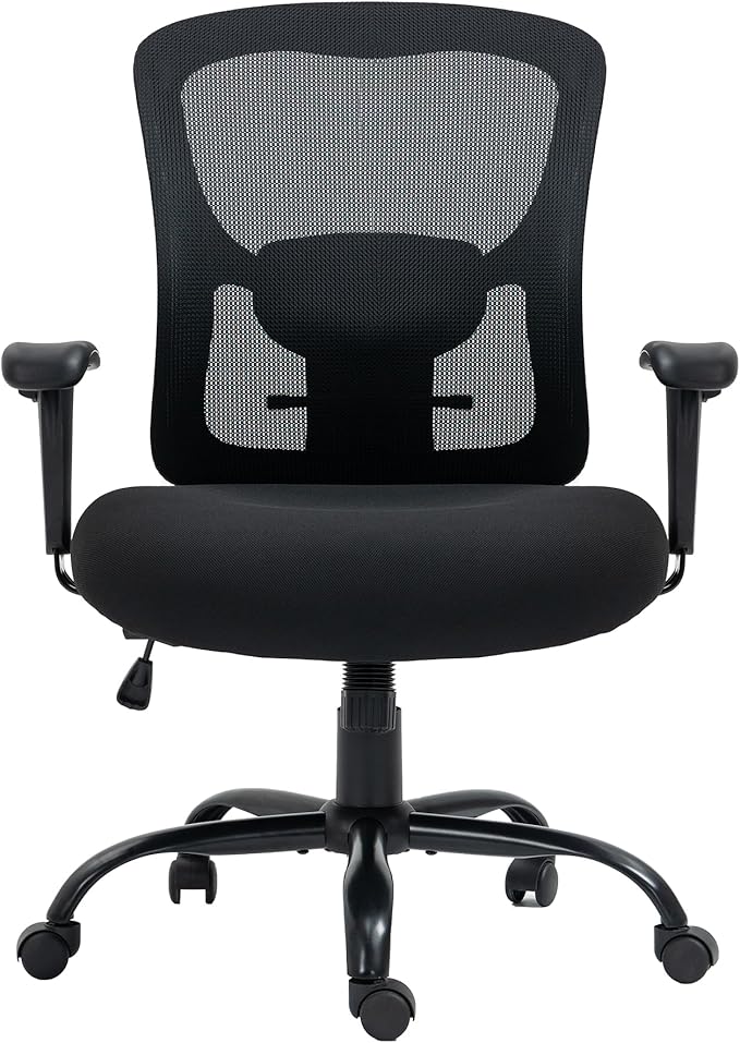Bigroof Home Office Chair Ergonomic Mesh Desk Chair 400lbs with Adjustable Lumbar Support Arms High Back Wide Seat Task Executive Rolling Swivel Chair for Women Men, Heavy People