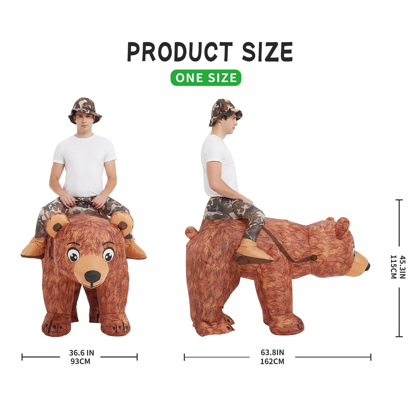 One Casa Bear Inflatable Costume Riding Bear Air Blow up Funny Fancy Dress Party Halloween Costume for Adult