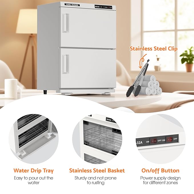 Double Hot Towel Warmer for SPA Professional Towel Heater Machine for Bathroom Salon Barber Estheticians 32L,White