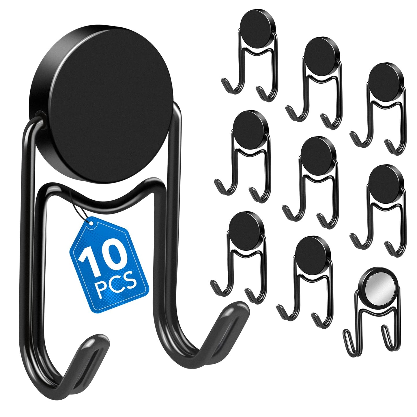LOVIMAG Magnetic Hooks, 50lbs+ 2026 Cruise Cabin Ship Essentials Magnet Hook Heavy Duty Strong Magnets Refrigerator Fridge Hanging for Classroom Beach Vacation Kitchen Home Must Haves 10 Pcs (Black)