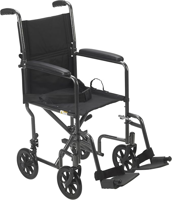Drive Medical Lightweight Folding Transport Wheelchair - Reliable Mobility Support - Durable Steel Frame - Swing-Away Foot...