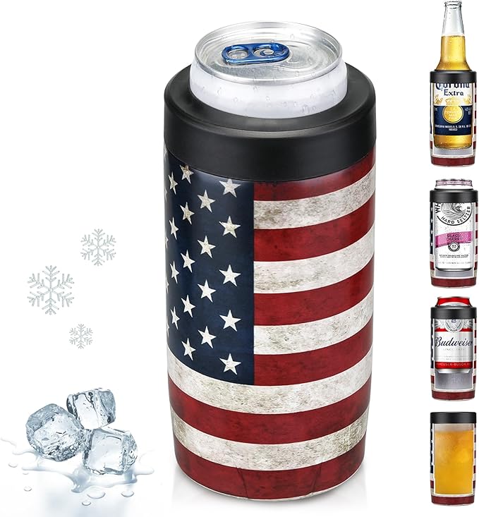 Maxso Slim Can Cooler, 4-in-1 Double Walled Stainless Steel Insulated Beer Can Holder, Works With All 12 Oz Cans,Bottles &...