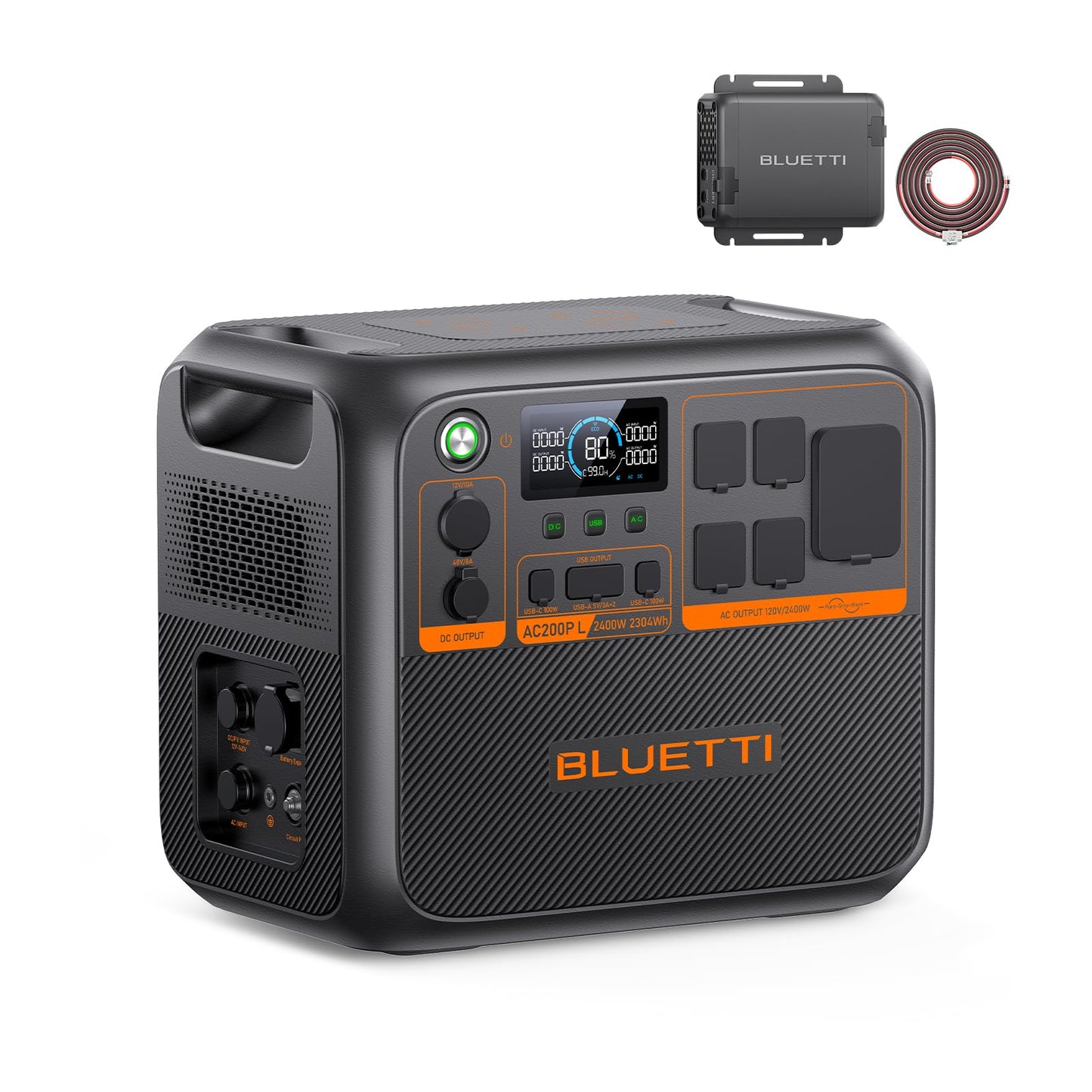 Bluetti Ac200Pl Portable Power Station & Charger 1 (Ships Separately), 2304Wh Lfp Battery Backup, Expandable To 8448Wh W/ 4 2400