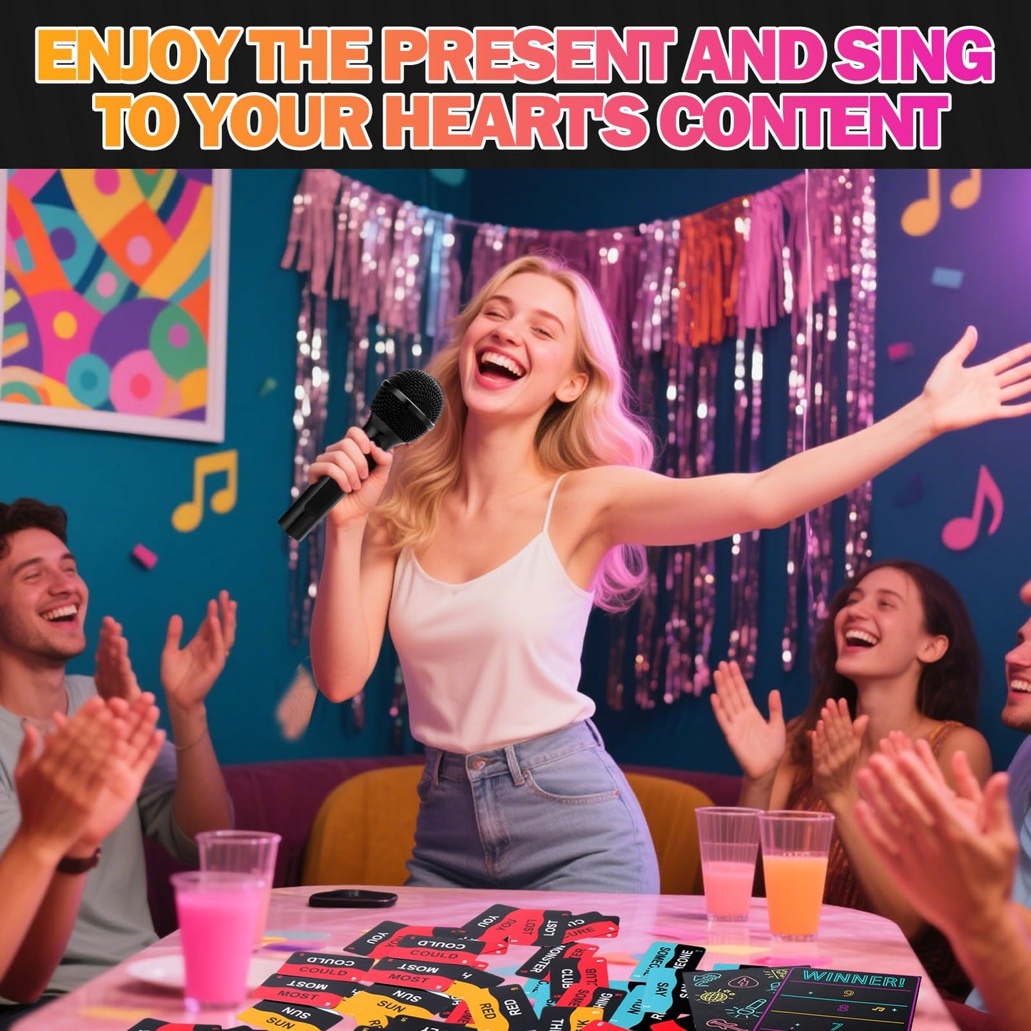 Mity rain Music Party Games - Fast-Paced Music Trivia Card Games for 2-10 Players | Fun Family Games & Adult Card Games with Lyrics ChallengePerfect for Game Night & Music Lovers!