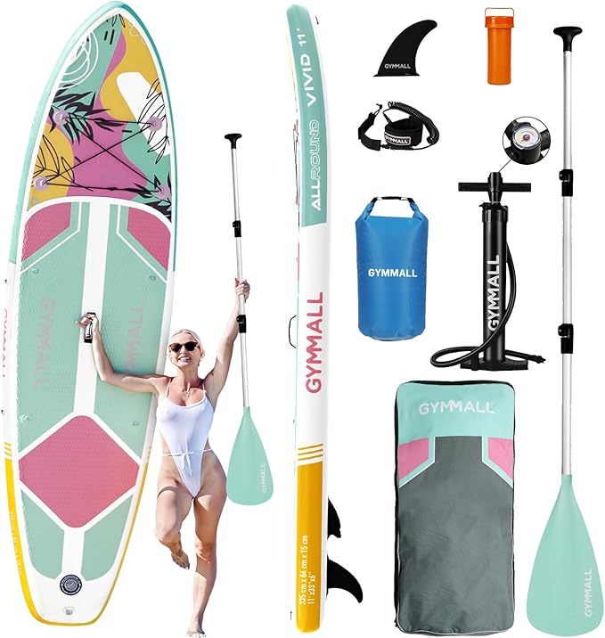 GYMMALL Paddle Board, Inflatable Stand Up SUP Paddle Boards for Adults & Youths of All Skill Levels, Wide & Non-Slip Deck ...