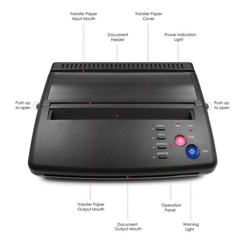 BIOMASER Tattoo Stencil Printer for Tattooing,Tattoo Printer Transfer Stencil Machine Drawing Thermal Maker Copier with 20 Transfer Papers（Black