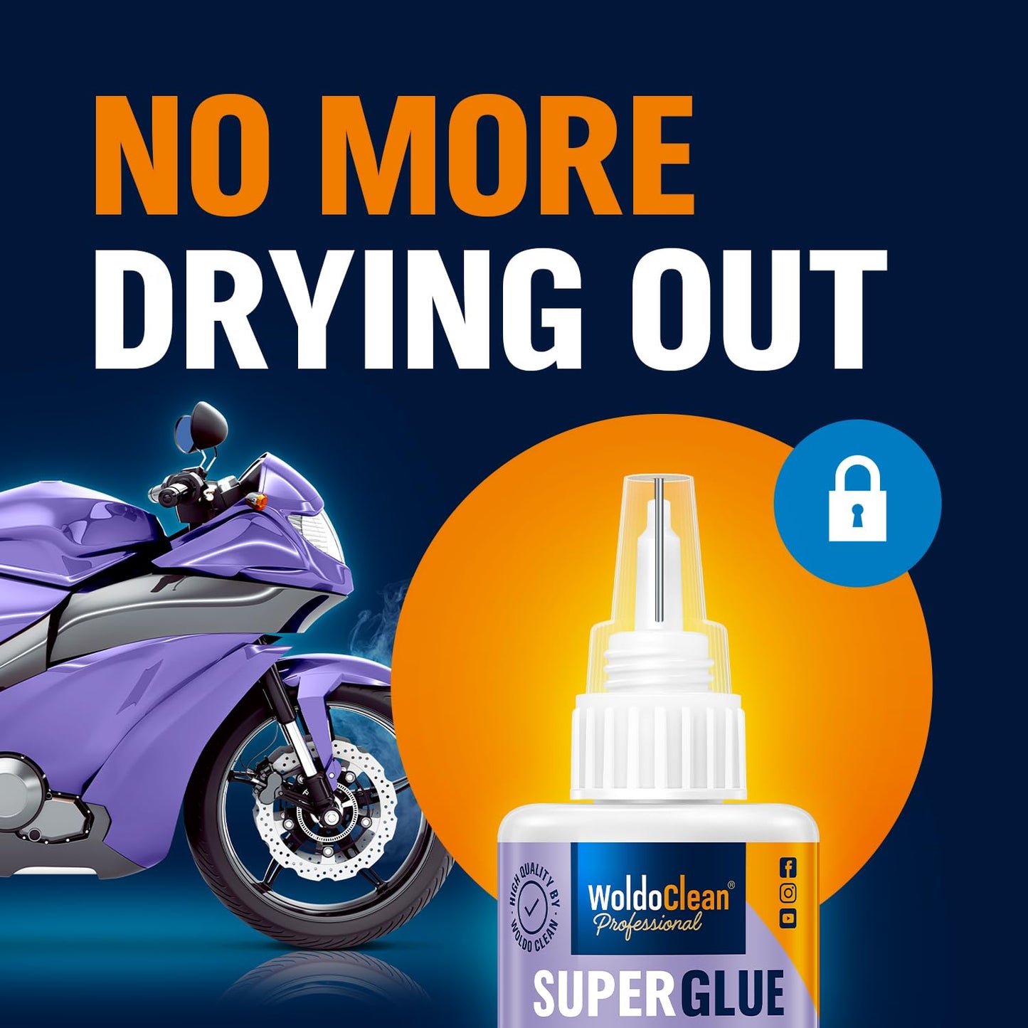 WoldoClean Super Glue for Cars & Vehicles - Extra Strong Automotive Adhesive, Fast-Drying, Heat & Water Resistant, 25g Liquid Formula for Plastic, Metal & Rubber Repairs