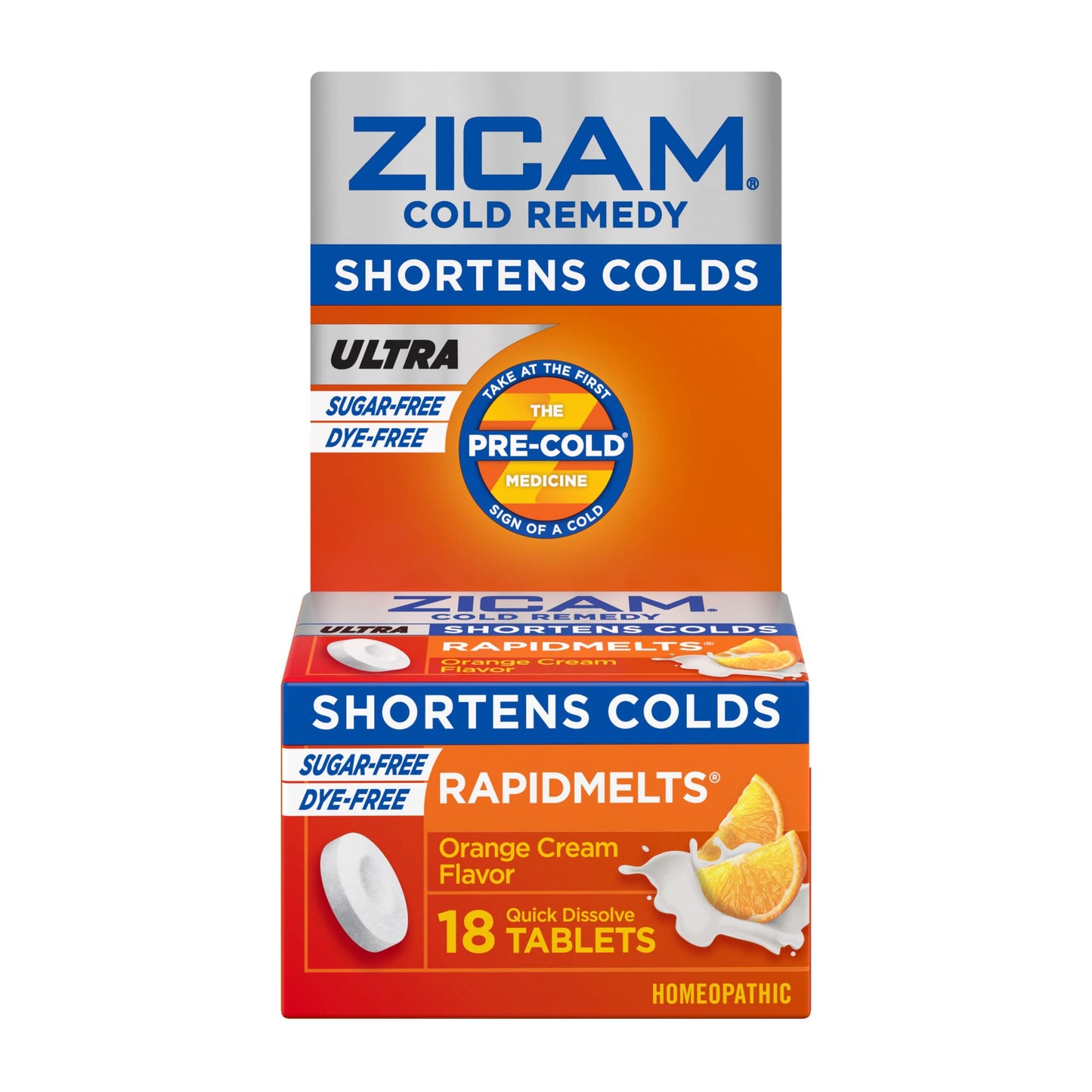 Zicam Cold Remedy Zinc Rapidmelts | Orange Cream Flavor | Shortens Cold Duration | Sugar-Free | Homeopathic