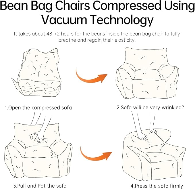 Cvortll Bean Bag Chair with Ottoman, Armrest Bean Bag Chairs with Filler, Ultra Soft Fluffy Faux Fur Bean Bag Chair with Foot Rest, Plush Lazy Sofa with Foot Stool for Living Room, Dorm