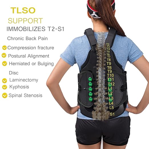 TODDOBRA TLSO Thoracic Full Back Brace for Men Women for Kyphosis, Post Op Recovery, Compression Fractures, Scoliosis, DDD, Herniated Discs, Adjustable Thoracic Lumbar Spine Support (Size XL)
