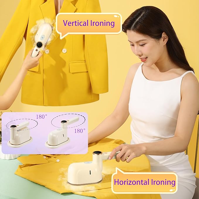 Travel Steamer Iron, 1000W Portable Mini Steam Iron, 100ml Foldable Wet Dry Dual-Purpose Hanging Ironing Machine, Essential Steamer for Home, Travel & University Dormitory (Purple)