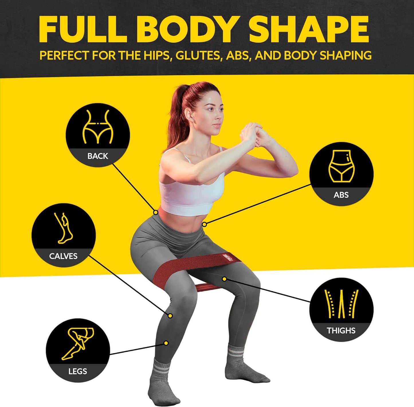 Tribe Lifting Fabric Resistance Bands for Exercise - Hip Bands for Working Out Legs, Glutes, Knees and Thighs for Men and Women - Cloth Circle Booty Bands for Physical Therapy (Red)