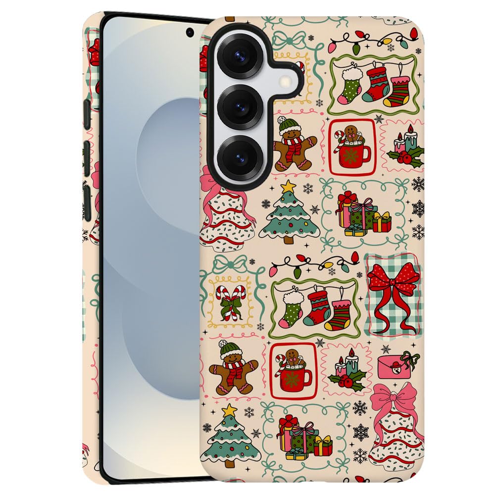 Case for Samsung Galaxy S25,Christmas Tree Gingerbread Man Phone Case Military-Grade Drop Protection Cover for Women Girl - Fros