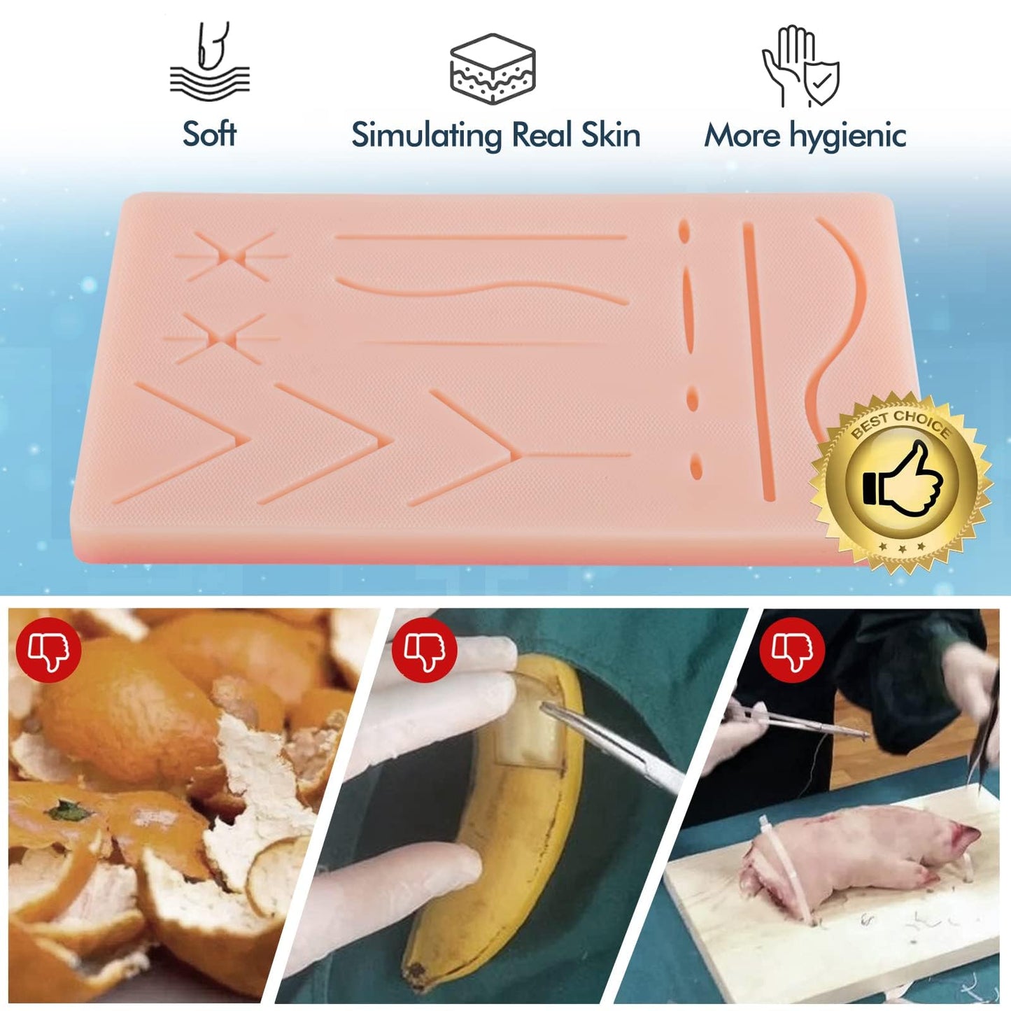 Ultrassist Durable Suture Practice Pad (2 Pads) for Medical and Veterinary Students, Suture Pad Includes14 Pre-Cut Wounds with Rip-Resistant Mesh, Tear-Resistant, Design for Training Only